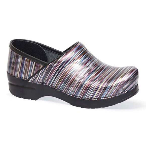 Dansko Professional Multicolor Striped Patent Work Clogs Sz 37/US 6.5-7 - Picture 1 of 9